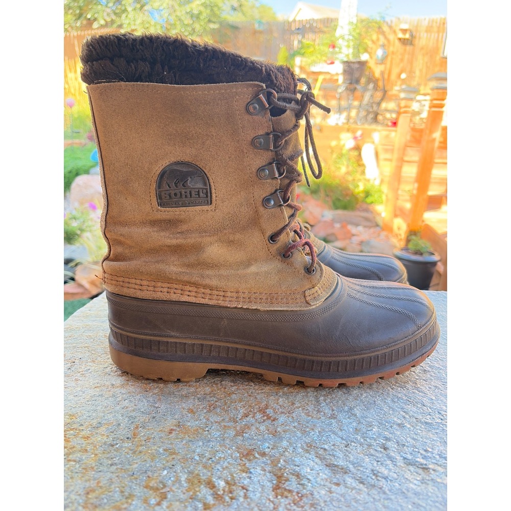 Vintage Sorel Kaufman Mens Brown Suede Fur Lined Winter Boots Size 9 Made in USA